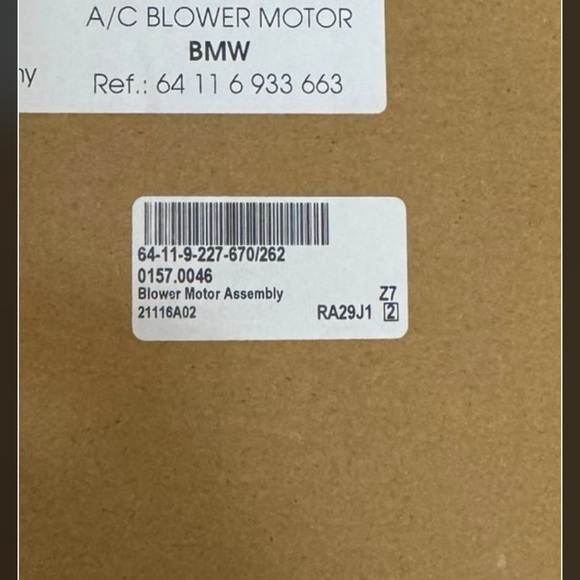 BMW A/C Blower Motor assembly. 0157.0046 See photos for vehicle compatibility - Picture 2 of 7
